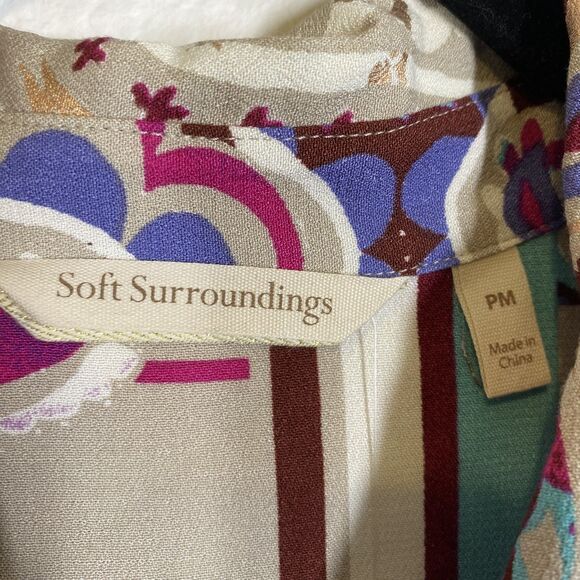 Soft Surroundings Pamero Soho Dress Womens Petite Medium Boho Maxi Button Up - Picture 9 of 11